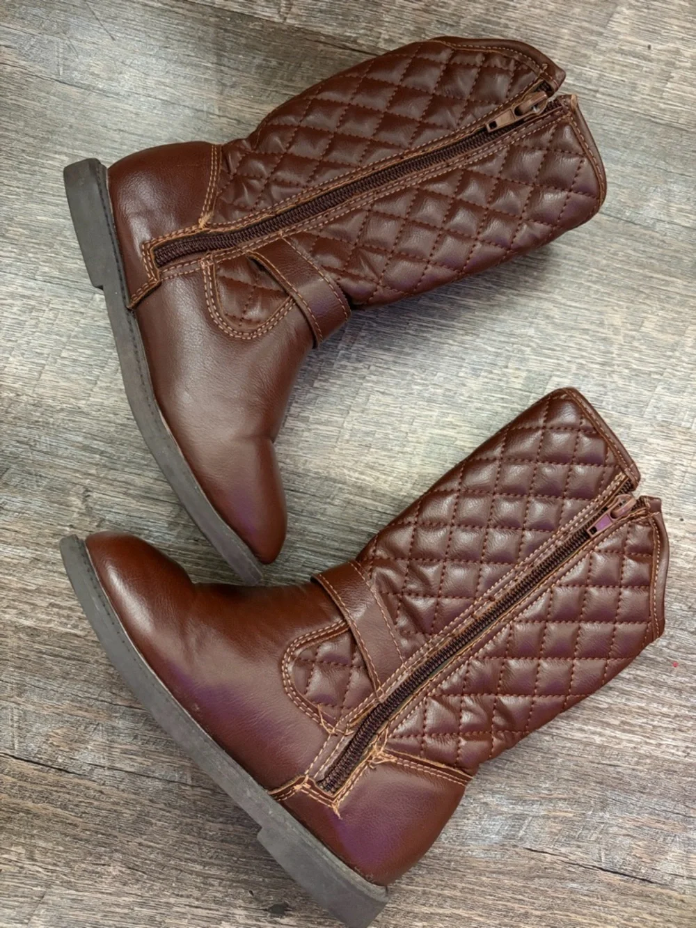 🌸 $10 SALE 🌸 Carters Toddler Girls Quilted Buckle Brown Mid-Calf Boots